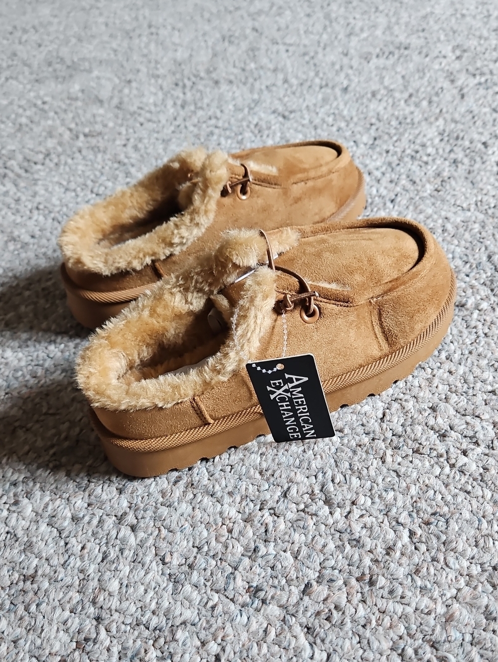 New American Exchange Faux Suede Slip-On Clog Slippers - Chestnut Brown